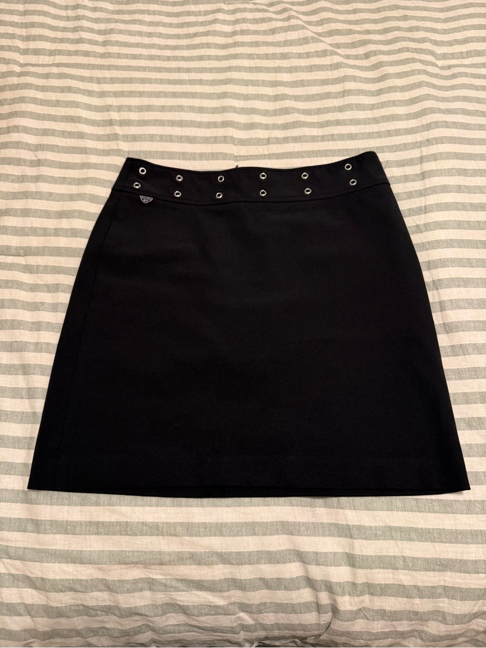 Ralph Lauren Black Grommet-Trim Mini Skirt